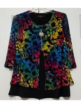 Caleesa Multi-Colored 3/4 Sleeve Tunic, Size S